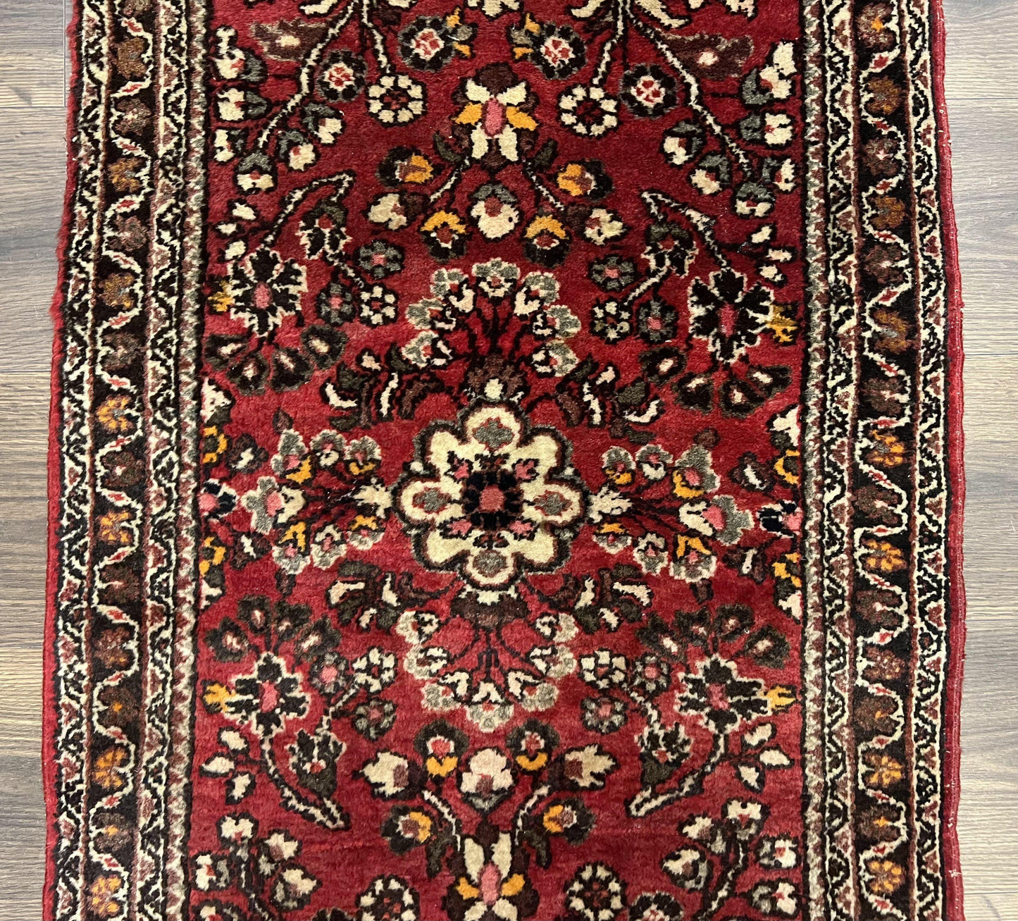 Persian Sarouk Rug 2x4 Hand Knotted Wool Antique Floral Area Rug Red Black Cream