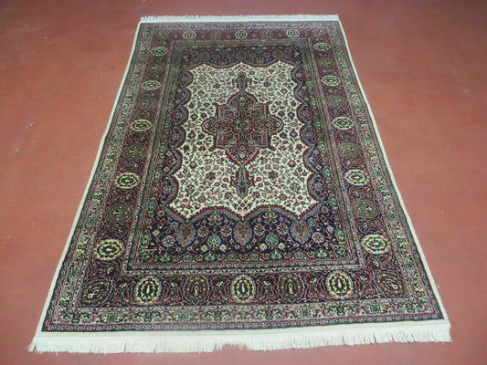 Turkish Wool Rug Handmade 4x6 Vintage Floral Oriental Carpet Full Pile