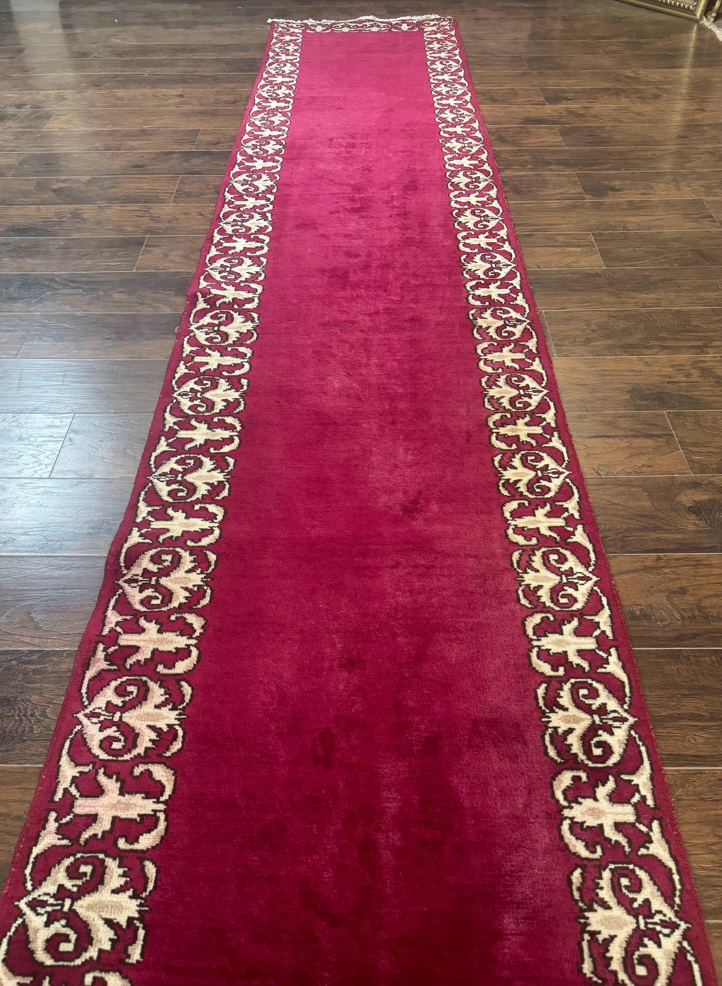 Red Persian Kerman Runner Rug 3x16