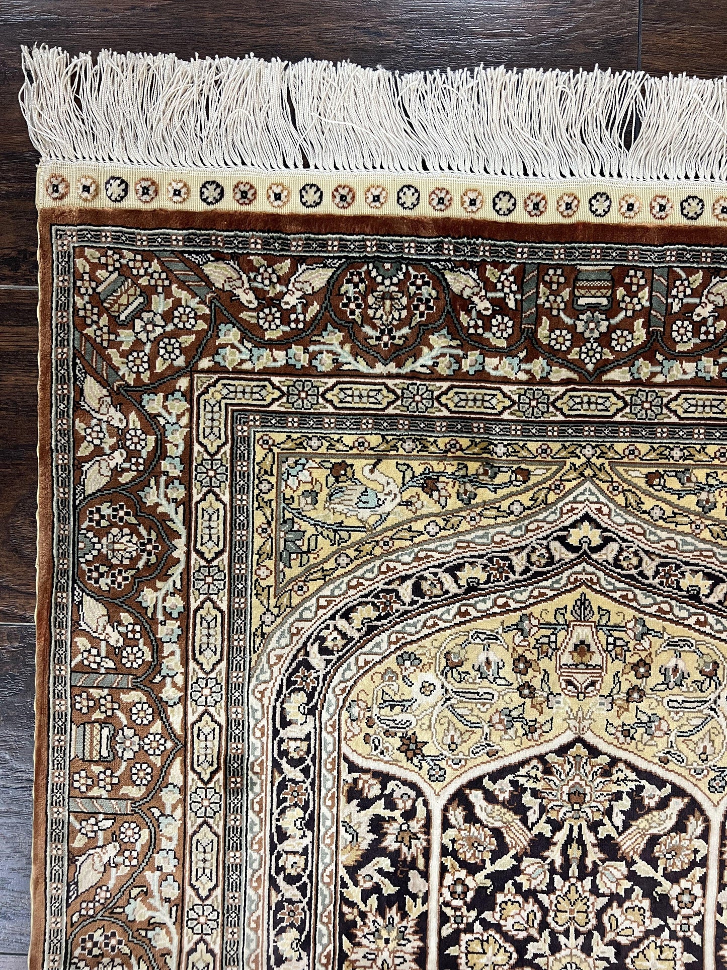 Turkish Hereke Silk Rug 2x3 Floral Vase Tree Of Life Birds Vintage Carpet