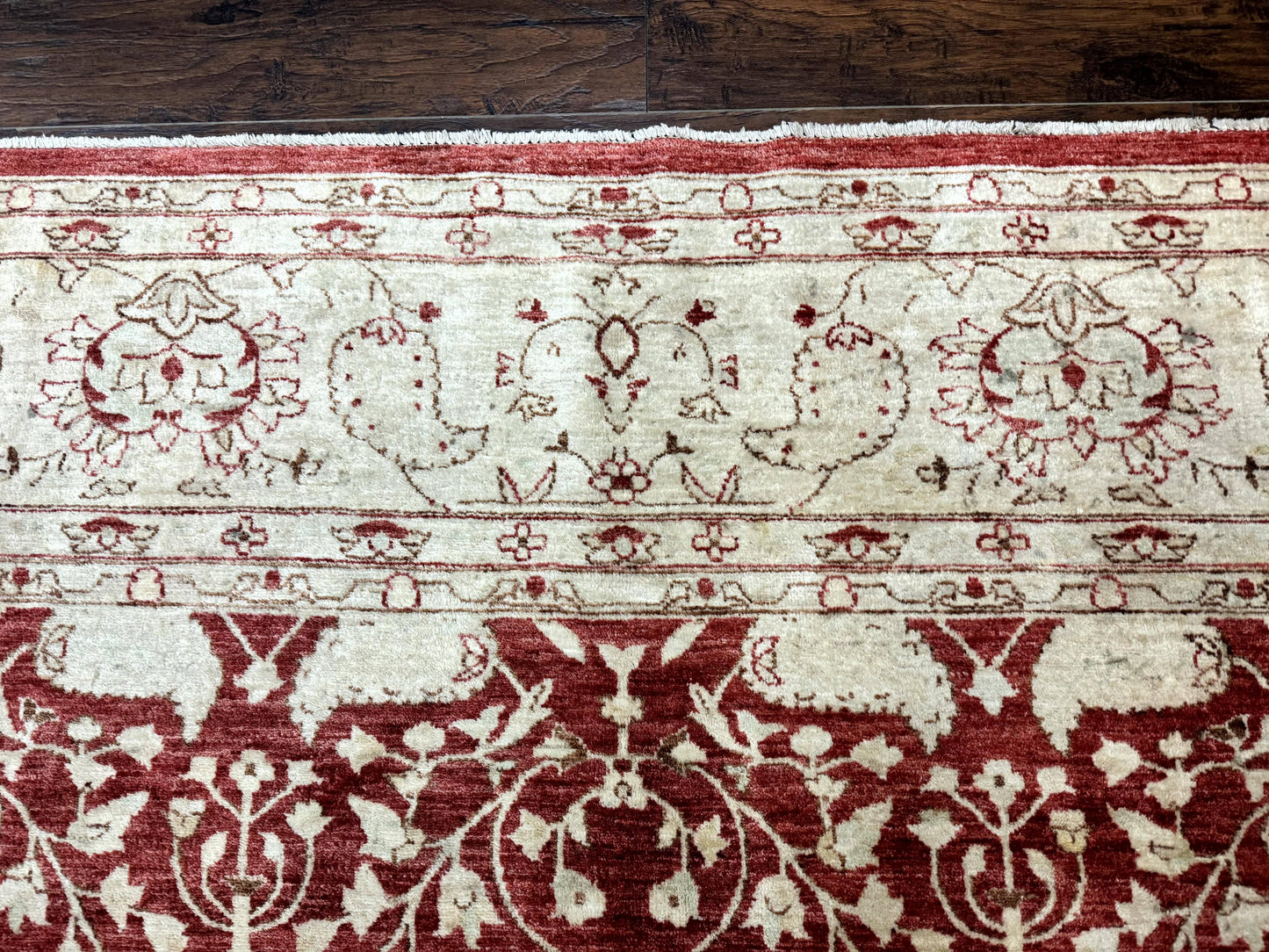 Handmade Pakistani Chobi Rug 8x10 Red Wool Area Rug For Living Room Decor