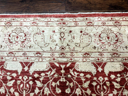 Handmade Pakistani Chobi Rug 8x10 Red Wool Area Rug For Living Room Decor