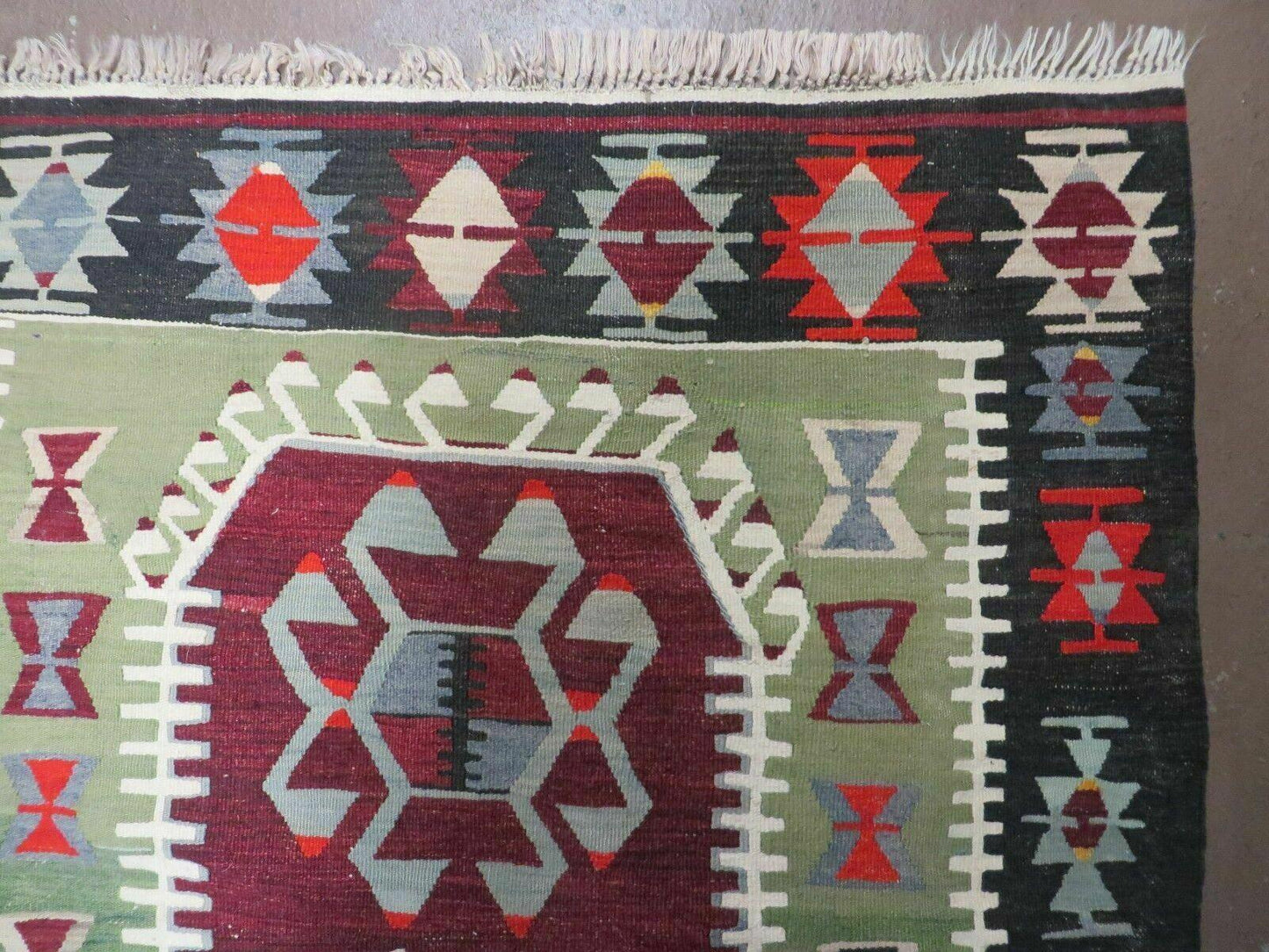 Turkish Kilim Rug Vintage Handmade Flat Weave Wool Veg Dyes 3 Ft 8 In By 5 Ft 1 In