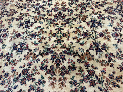 Karastan Kirman Wool Rug Antique 8.8x12 Lanamar Floral Ivory