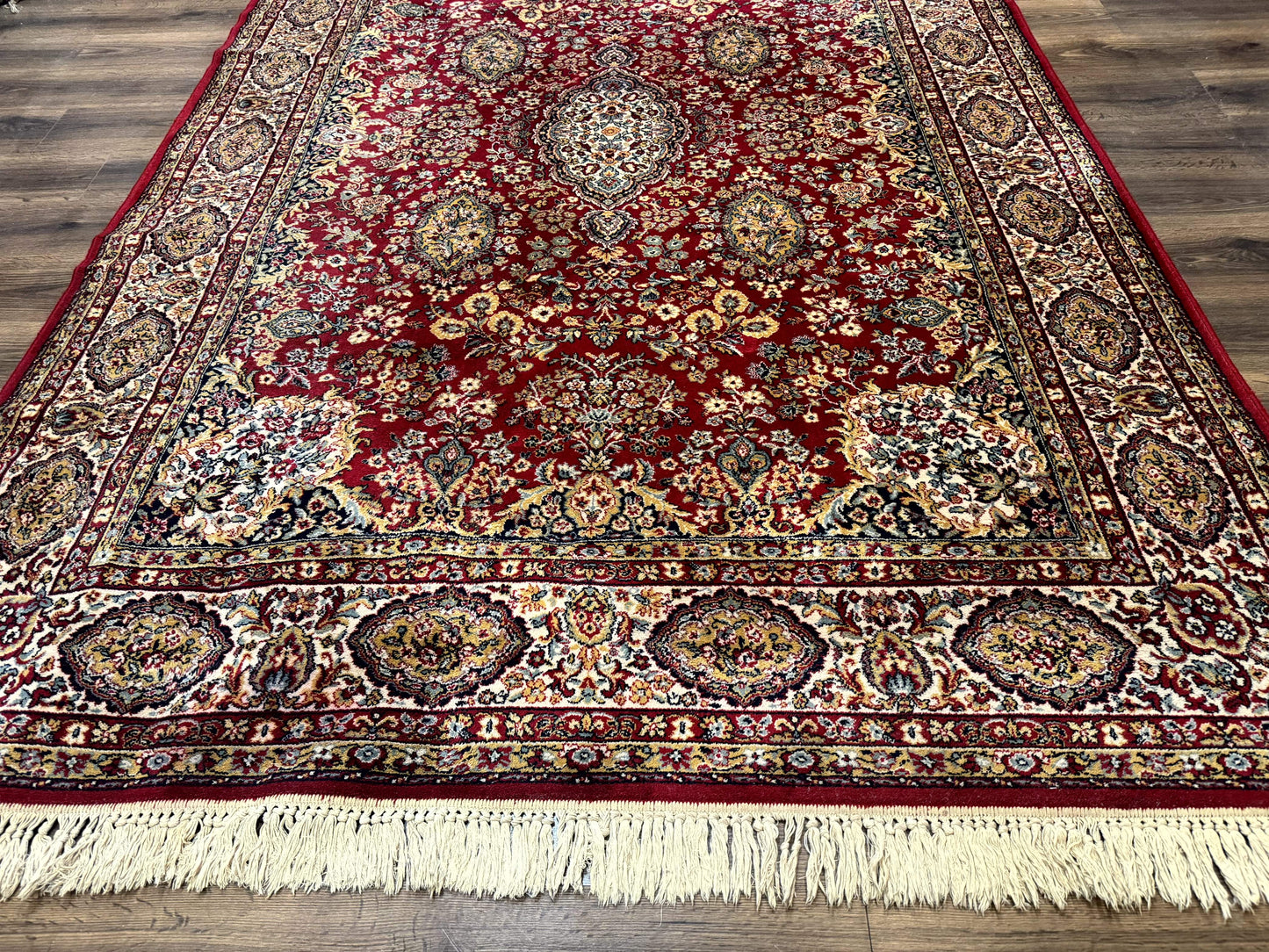 Persian Wool Rug 7x10, Couristan Carpet, Belgium Power Loomed Rug, Red, Floral, Traditional