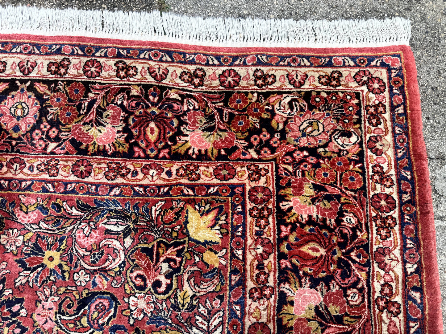 Large Antique Persian Sarouk Rug 11x18, Red, Floral Allover, Palace Size Wool Handmade Carpet