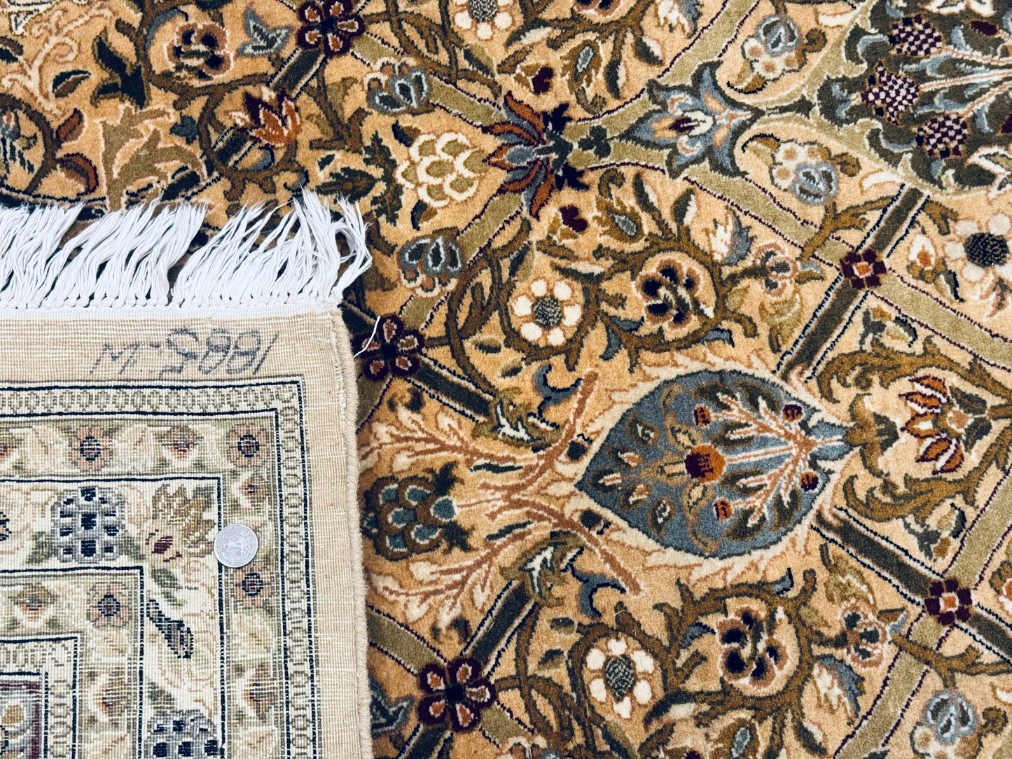 Pak Persian Rug 9x12 Handmade Wool Panel Design Gold And Wine Red