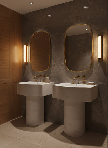 Double oval brass mirrors