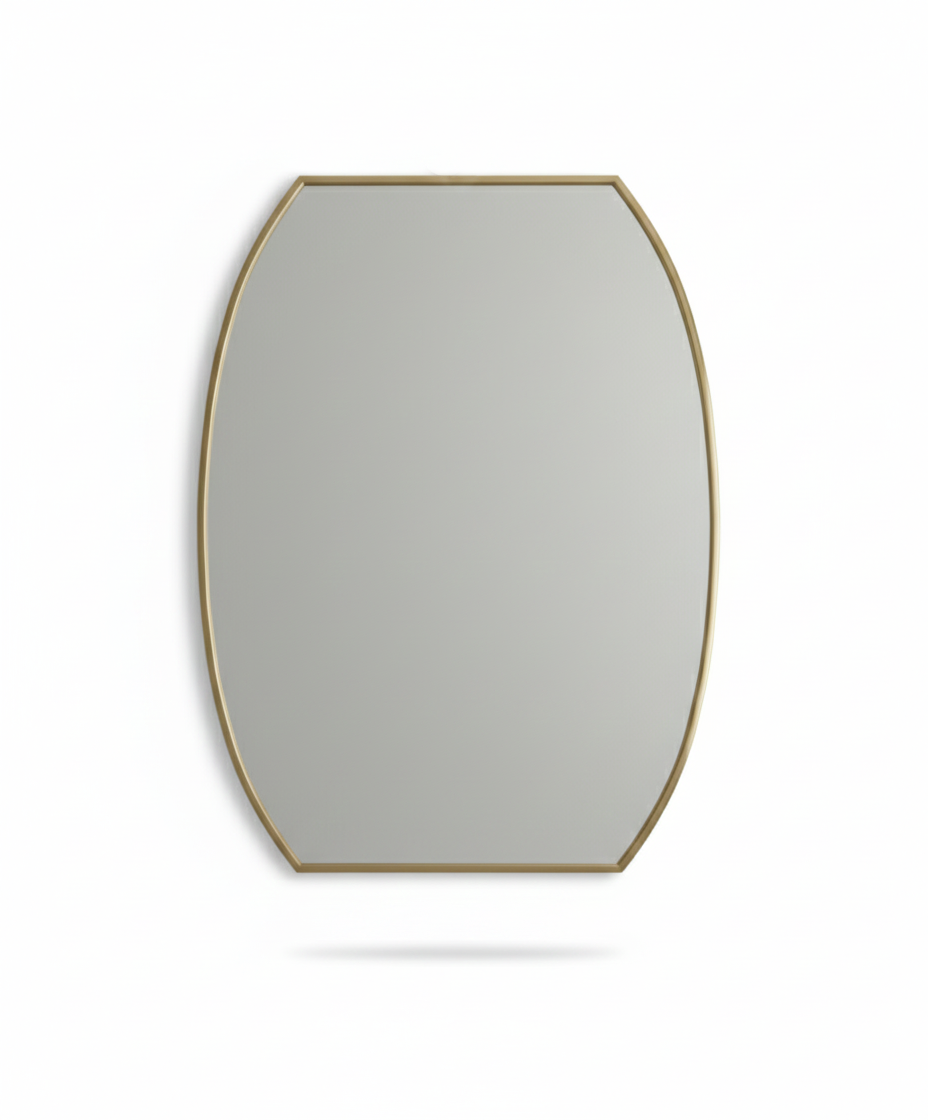 Luxe Contour Rectangle Brass Mirror – Handmade Modern Mirror