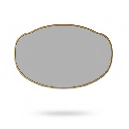 Belle Cloud brass mirror with soft oval cloud shape on white background