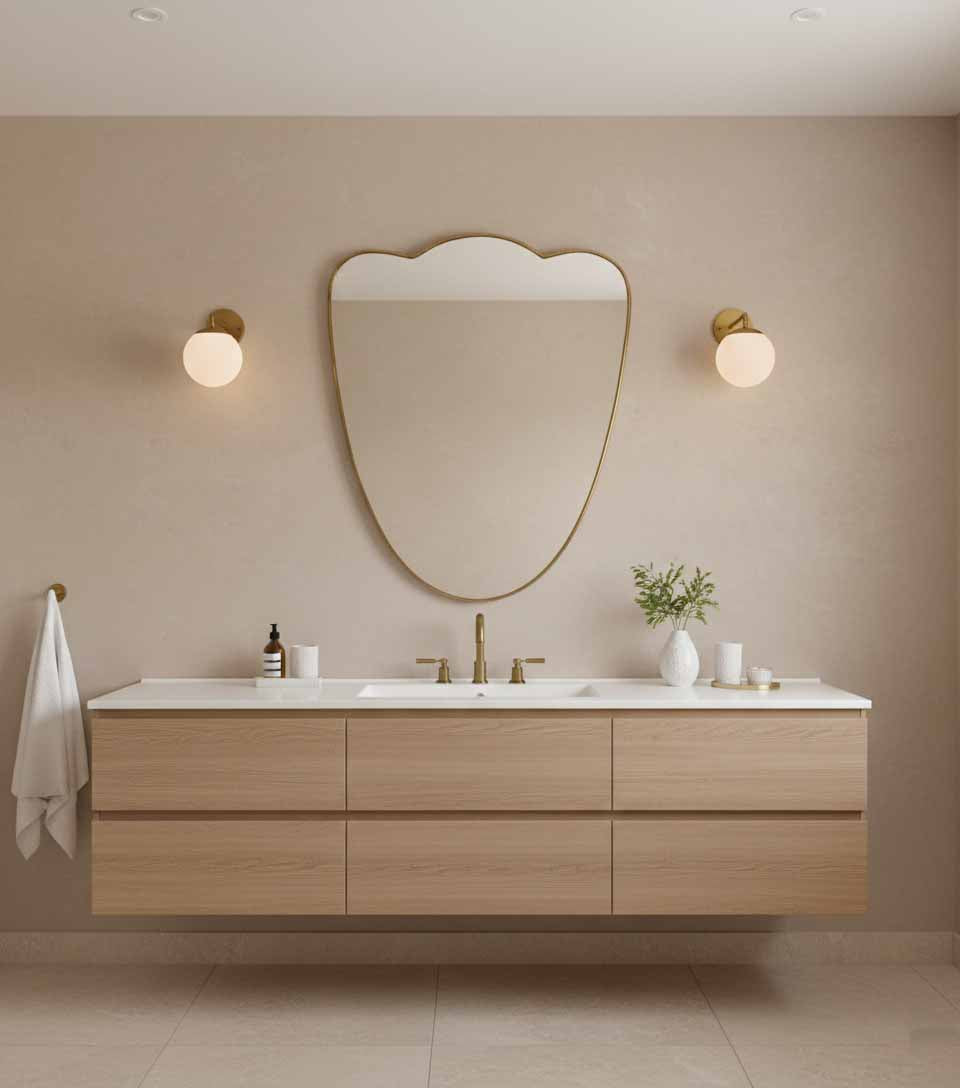 Soft Crest modern brass vanity mirror