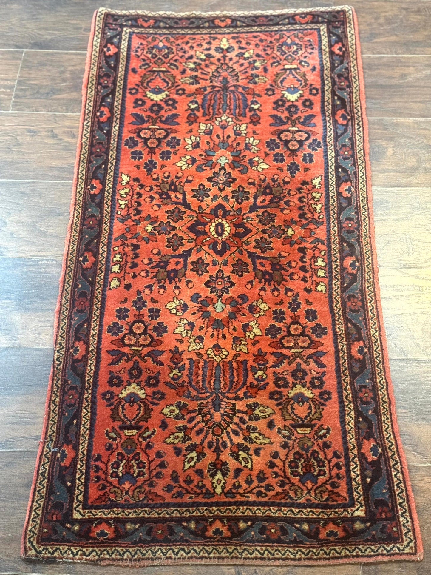 Antique Persian Sarouk Rug 2x4 Hand Knotted Wool Area Rug