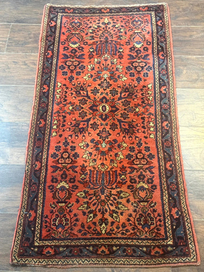 Antique Persian Sarouk Rug 2x4 Hand Knotted Wool Area Rug