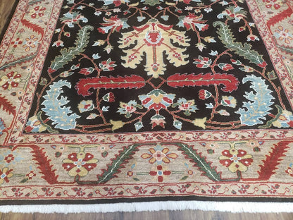 Peshawar Rug 6x9 Hand Knotted Wool Area Rug Black And Silver Oriental Carpet Handmade
