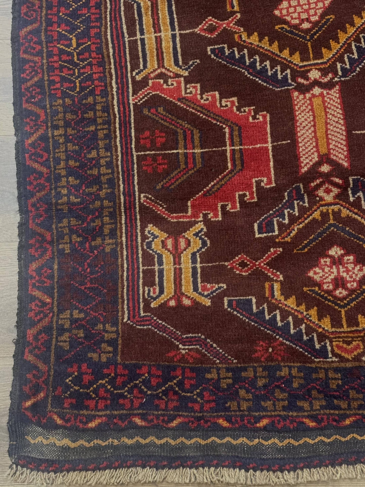 Afghan Rug Balouch Hand Knotted Wool Tribal Carpet 3x7 Maroon Navy New