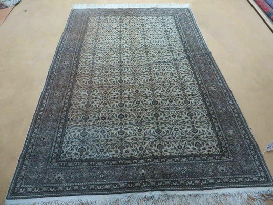 Vintage Turkish Hereke Rug Wool on Cotton 58 x 85 Floral Full Pile
