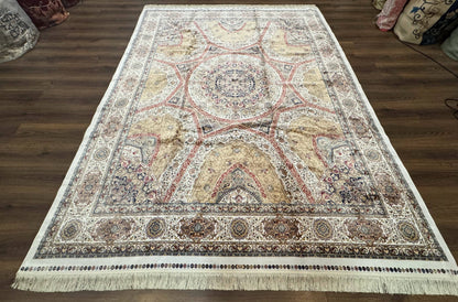 Turkish Silk Rug 8x10 Hereke Dome Design Bamboo Silk Carpet New