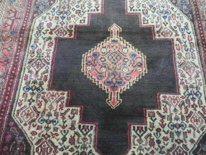 Antique Handmade Wool Rug Open Field Oriental Floral Indian Vegetable Dyes Colors 47 By 59 Inches
