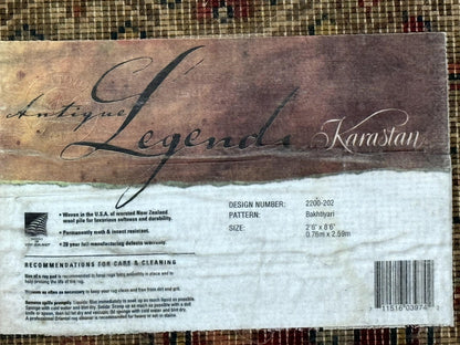 Karastan Runner Rug 2.6 x 8.6, Antique Legends Bakhtiari 2200, Vintage Wool Karastan Runner Rug, Panel Design