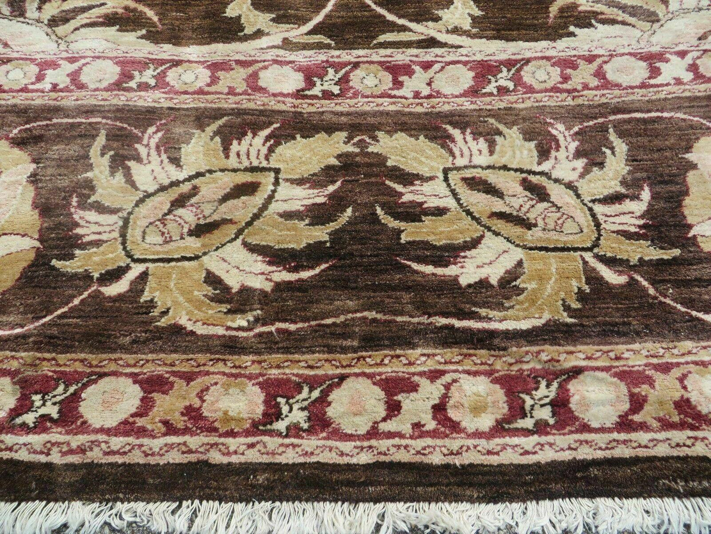Vintage Peshawar Oushak Wool Rug 13x16 Handmade Floral Pattern Antique Washed