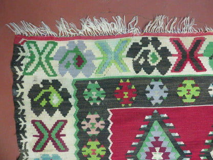 Turkish Kilim Rug 7x9 Handmade Flat Weave Wool Veg Dye Vintage Decor