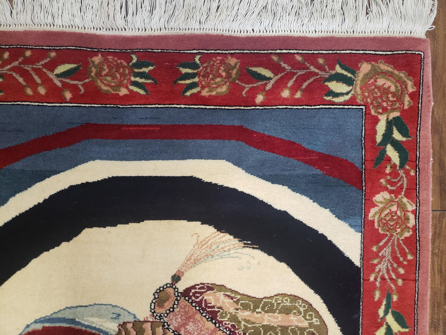 Vintage Hand Knotted Layla And Majnun Lovers Rug Indo Persian Wool 2x4