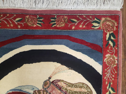 Vintage Hand Knotted Layla And Majnun Lovers Rug Indo Persian Wool 2x4