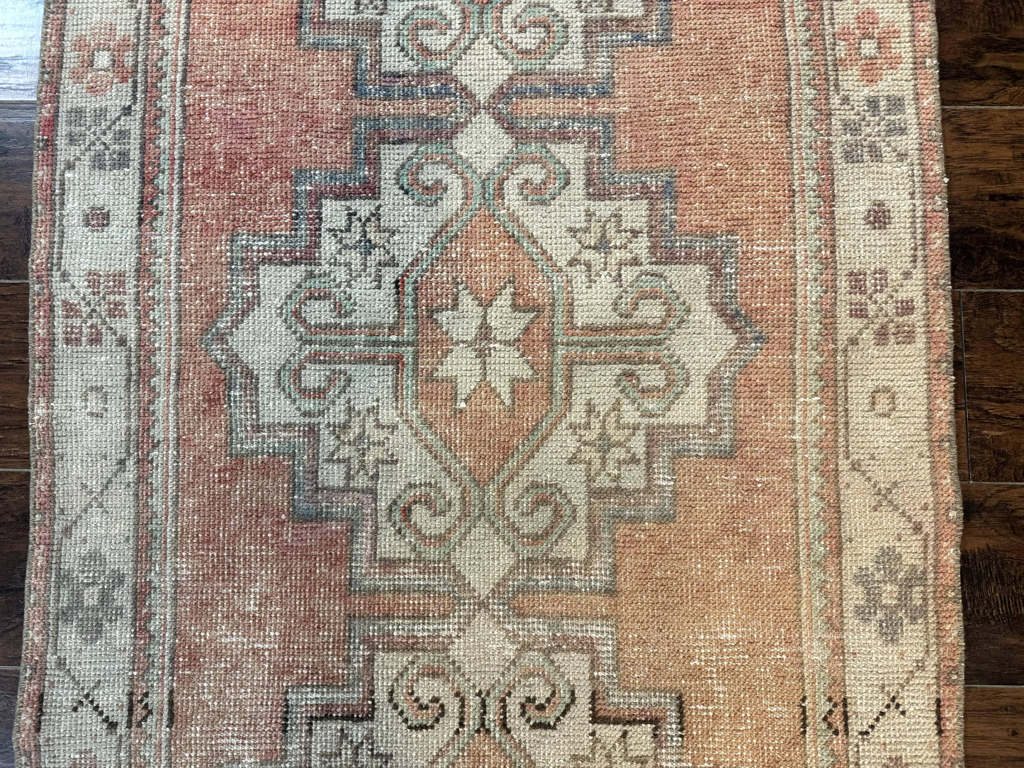 Antique Turkish Runner Rug 3 x 9.6, Farmhouse Rug, Geometric Runner, Handmade, Vintage Rug for Modern Home