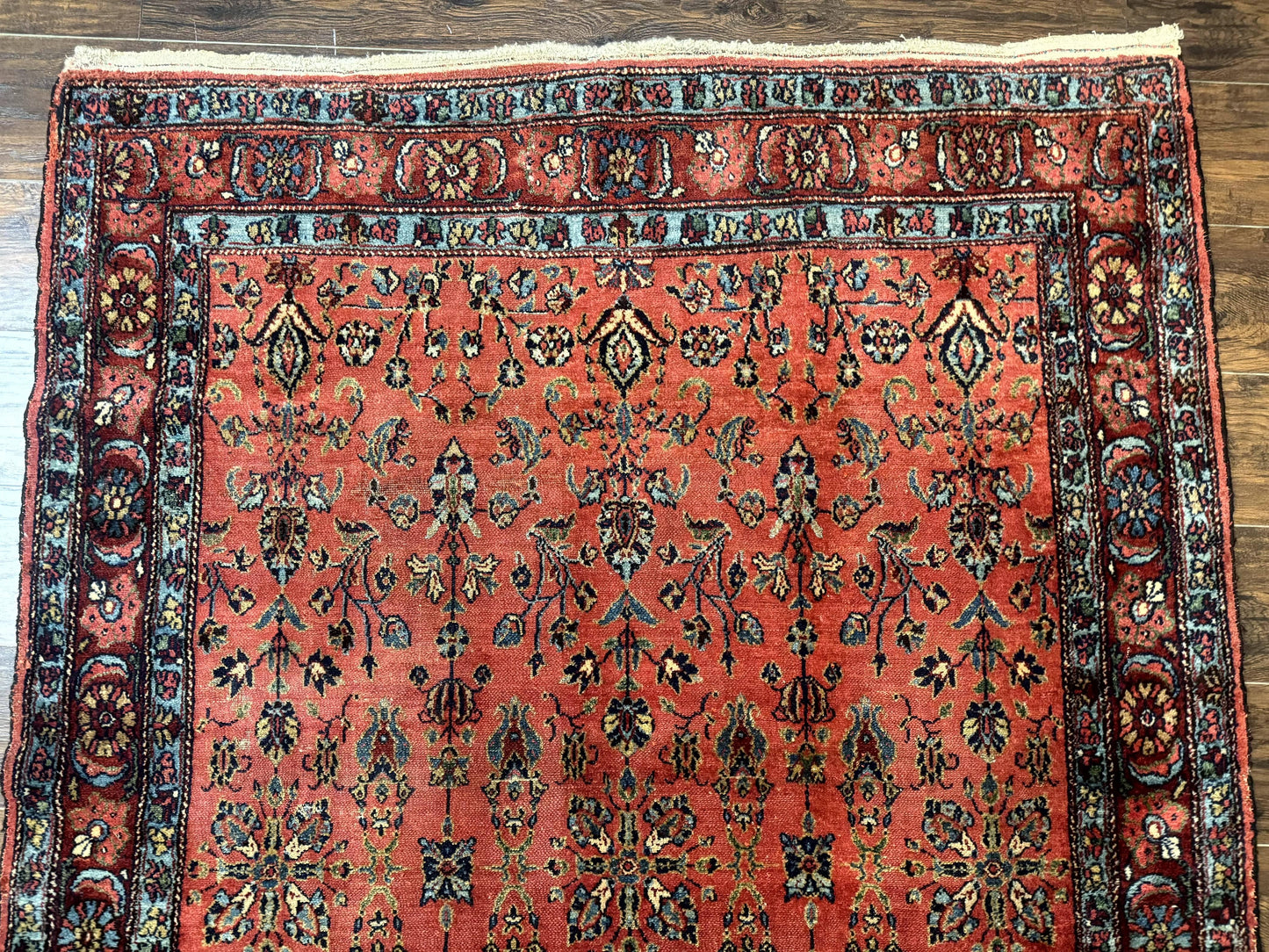 Antique Persian Tribal Rug Hand Knotted Wool Area Rug 5x6.6 Tomato Red