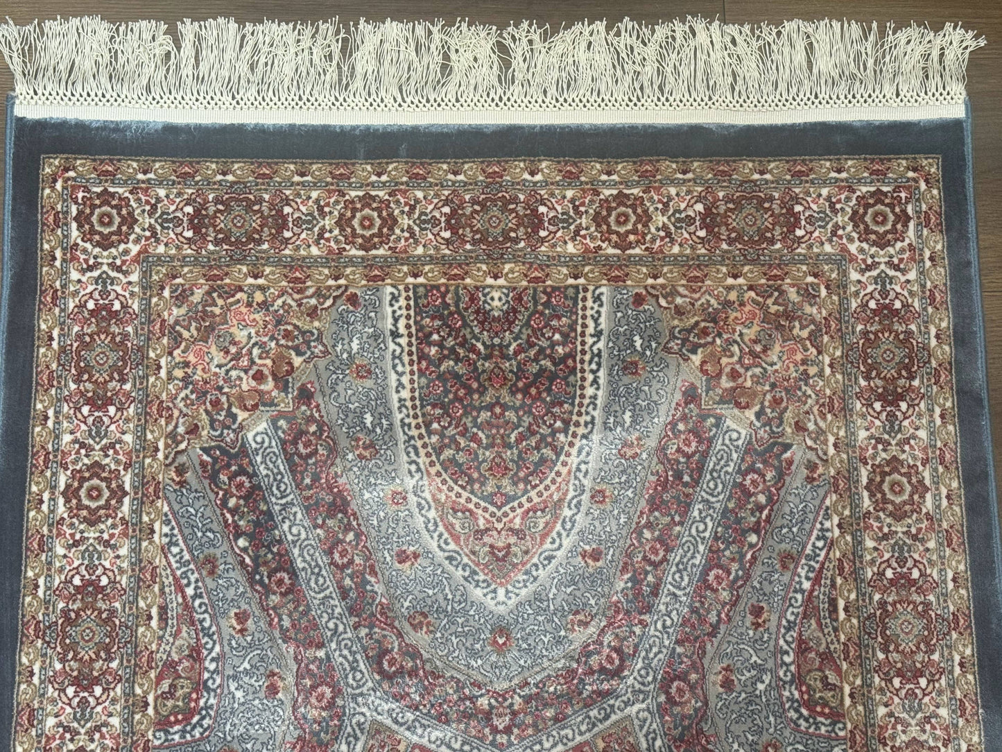 Turkish Silk Runner Rug 2.6 x 13, Blue Runner Rug, Dome Design, Bamboo Silk, New