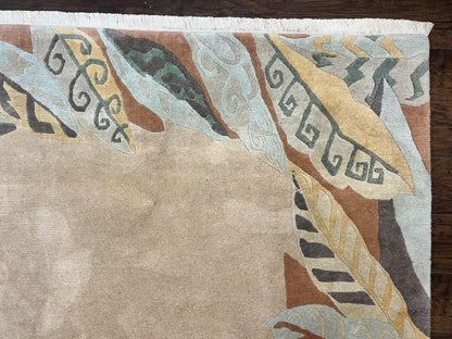 Modern Tibetan Rug 7x10 Handmade Soft Wool Open Field Tufenkian Style Carpet