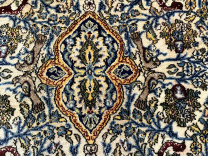 Persian Qum Tree of Life Rug 3.5 x 5.5, Animal Pictorials, Kork Wool with Silk Highlights