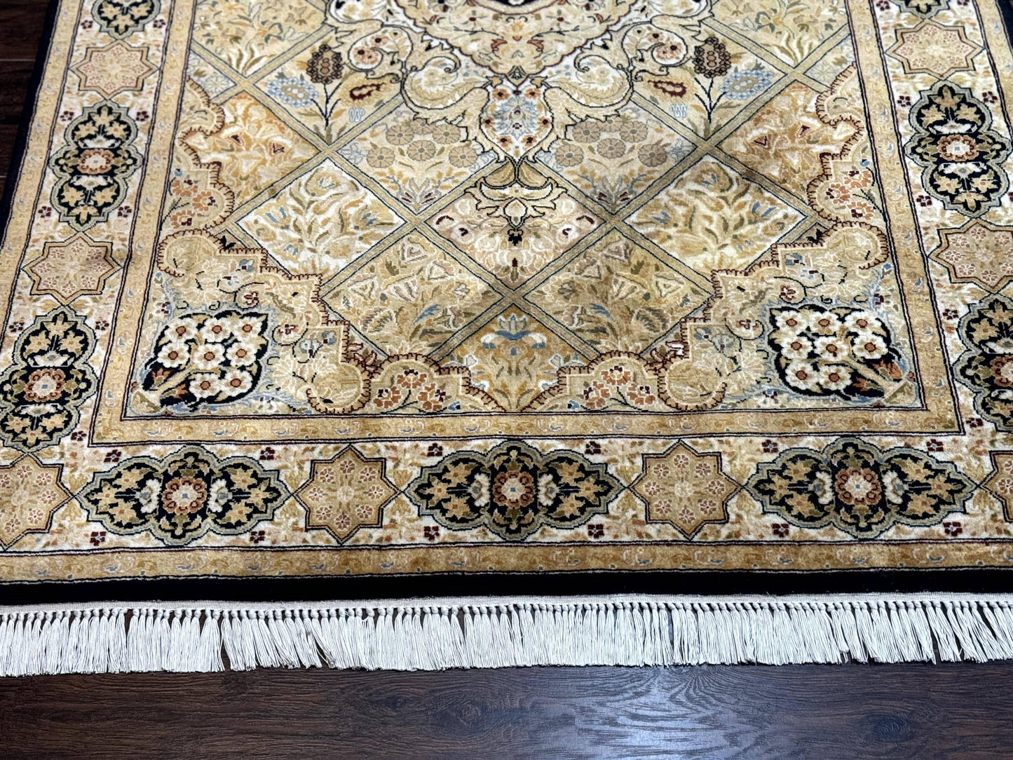 Pak Persian Rug 4x6 Hand Knotted Wool Panel Design Vintage Handmade Area Rug