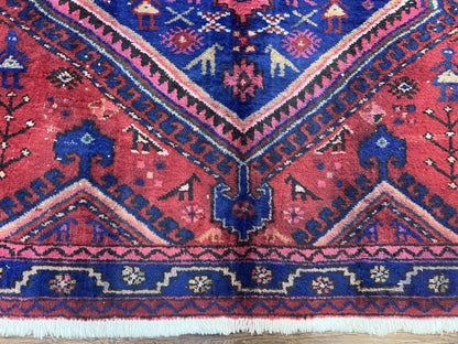 Persian Tribal Rug 5x7 Hand Knotted Wool Vintage Hamadan Nahavand Carpet Geometric Oriental