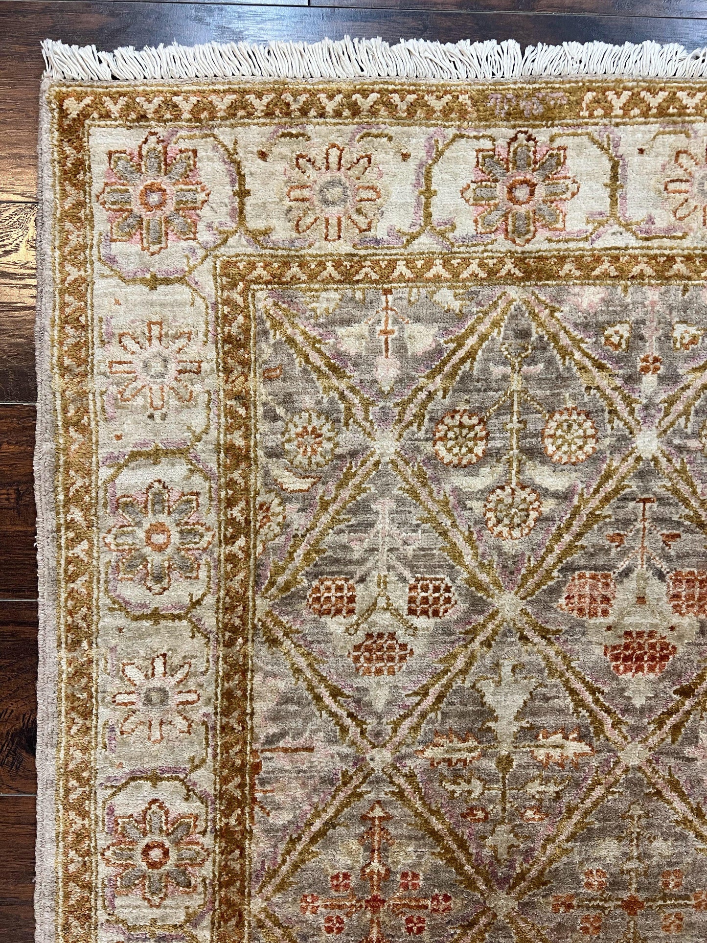 Pakistani Peshawar Rug 3x5, Safavieh Wool Handmade Hand Knotted Vintage Rug, Panel Design 3 x 5 Oriental Carpet