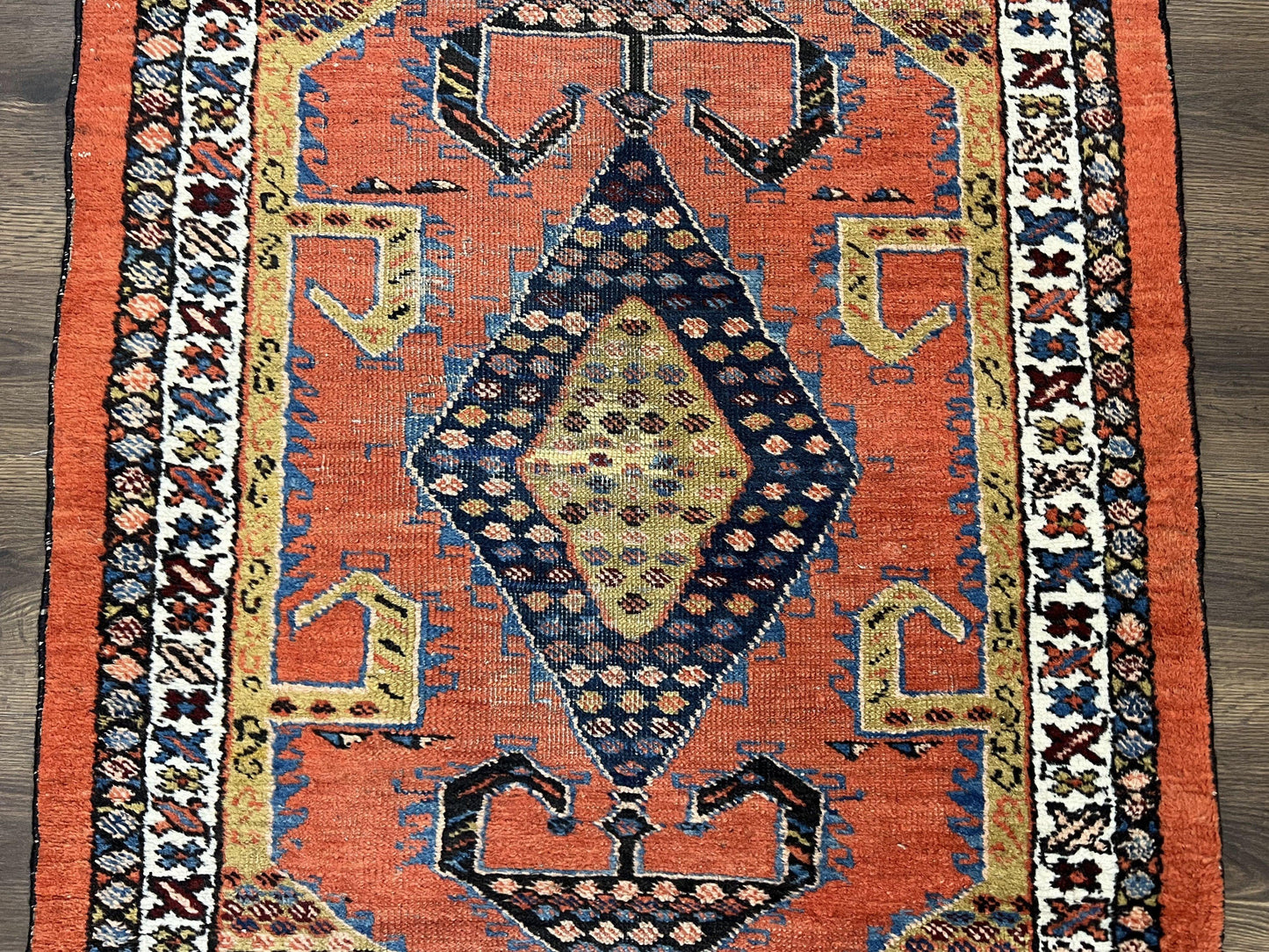 Persian Runner Rug 3x11 Hand Knotted Rare Tribal Wool Oriental Geometric Medallions
