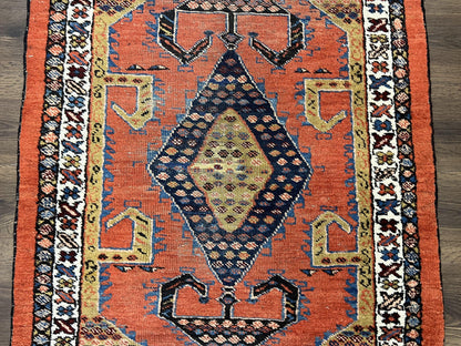 Persian Runner Rug 3x11 Hand Knotted Rare Tribal Wool Oriental Geometric Medallions