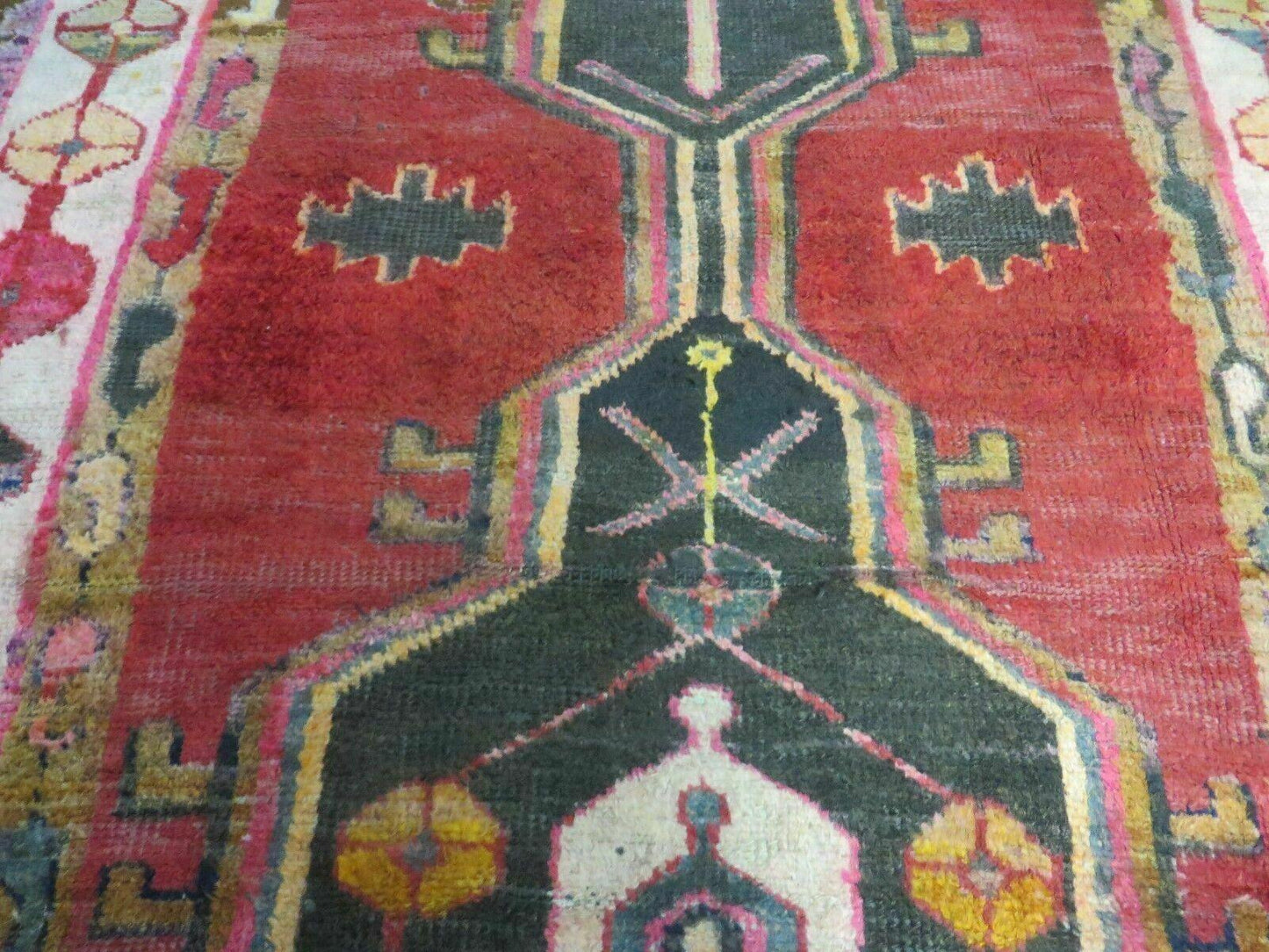 Antique Turkish Caucasian Kazak Wool Rug Handwoven With Vegetable Dyes 1950s 4x8