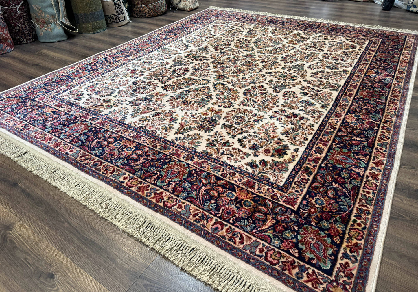 Karastan Rug Ivory Sarouk Wool Area Rug 8.8 X 10.6 Vintage Discontinued 700 Series