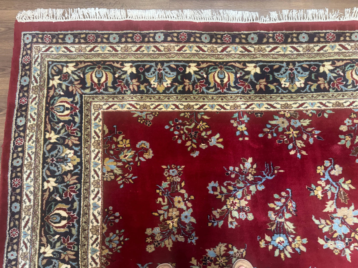 Indo Persian Sarouk Rug 10x14 Handmade Wool Carpet With Traditional Floral Design