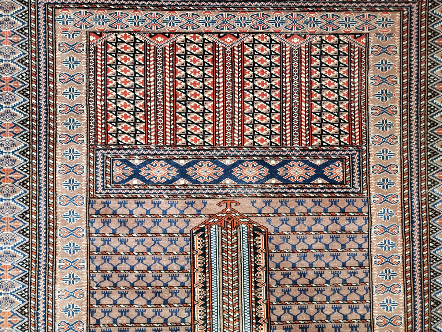 Vintage Turkoman Bokhara Rug 4x6, Four Seasons Pakistan Bukhara Turkmen Engsi Yamud Carpet, Fine Tribal Rug, Wool, Hand-Knotted, Brown, Nice