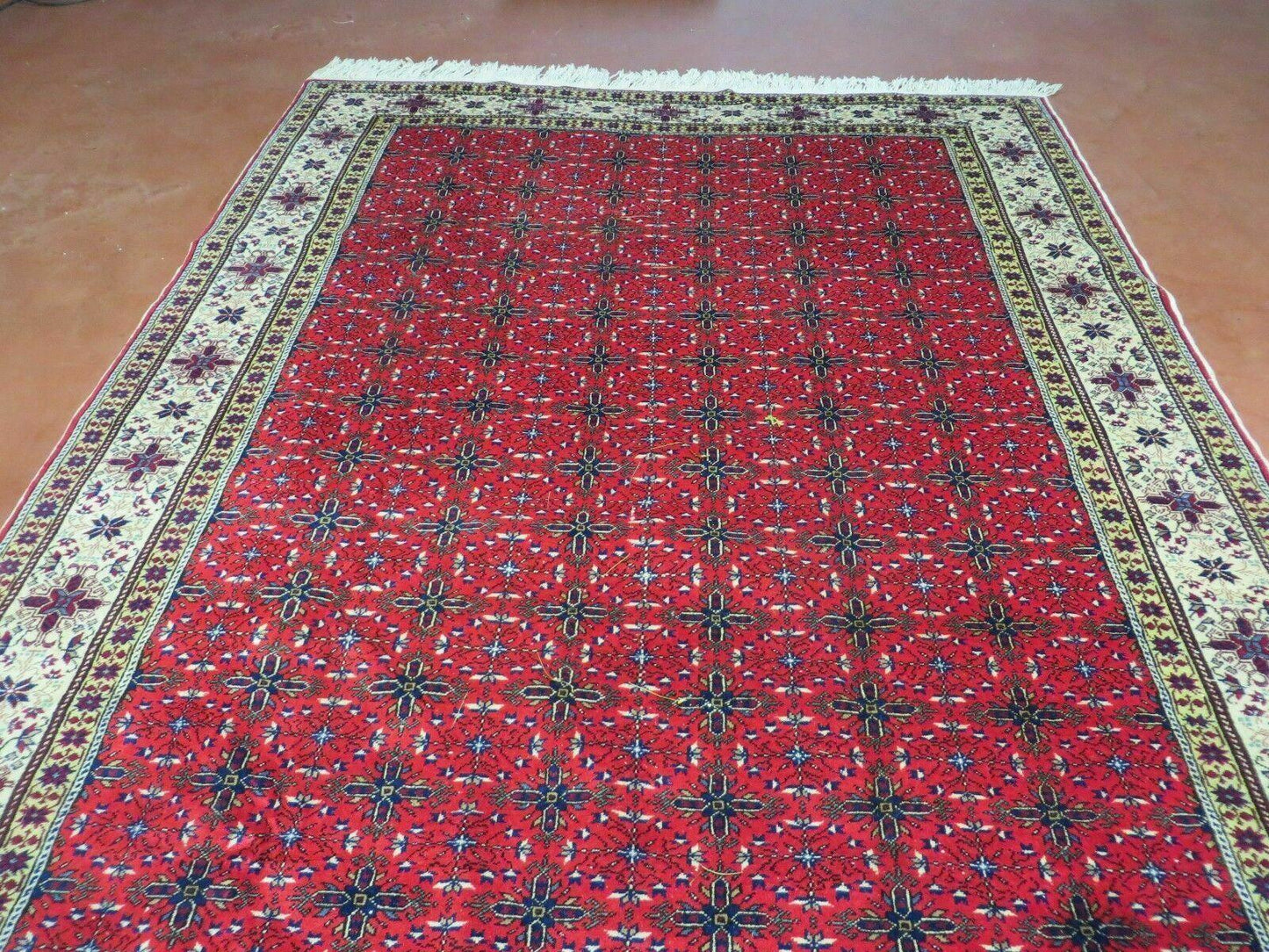 Vintage Handmade Turkish Kayseri Wool Rug 6 By 10 Floral Allover Design