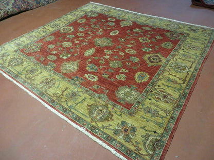 Egypt Agra Wool Rug Vintage Handmade 6.5 By 7 Feet One Of A Kind Hand Knotted Carpet