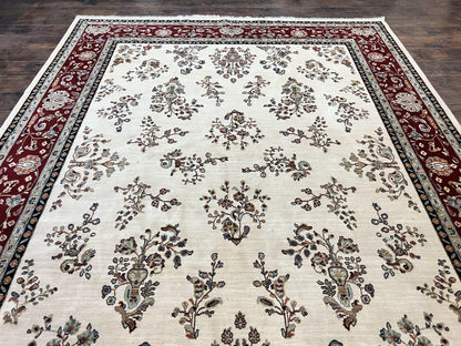 Karastan Wool Rug Ivory Floral Sarouk 8.6x11.6 Traditional Area Rug