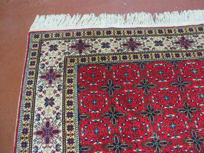 Vintage Handmade Turkish Kayseri Wool Rug 6 By 10 Floral Allover Design