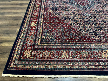 Indo Persian Bidjar Rug 9x12 Wool Handmade Carpet Dark Blue