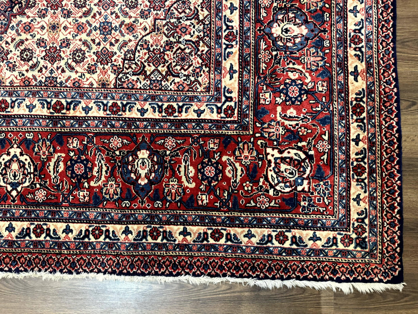 Persian Tabriz Rug 11x14 Navy Blue Herati Wool Carpet