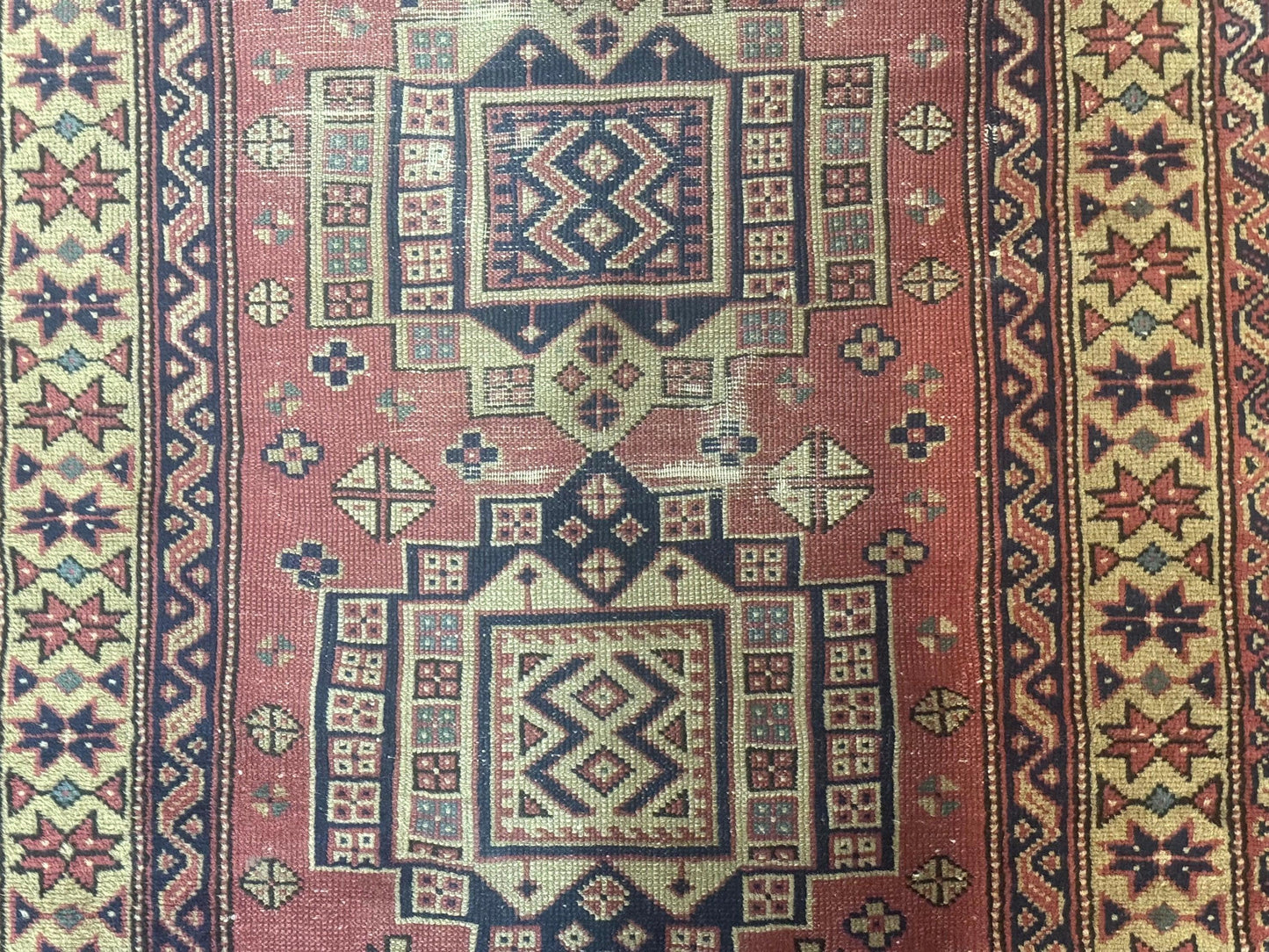 Antique Turkish Sparta Rug 3x6 Handmade Wool Kilim With Caucasian Kazak Pattern