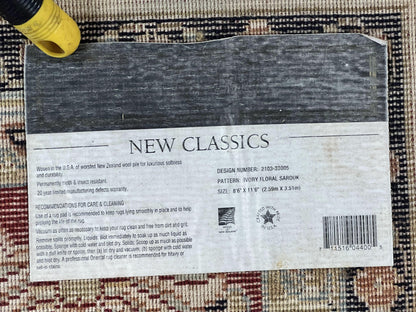 Karastan Wool Rug Ivory Floral Sarouk 8.6x11.6 Traditional Area Rug