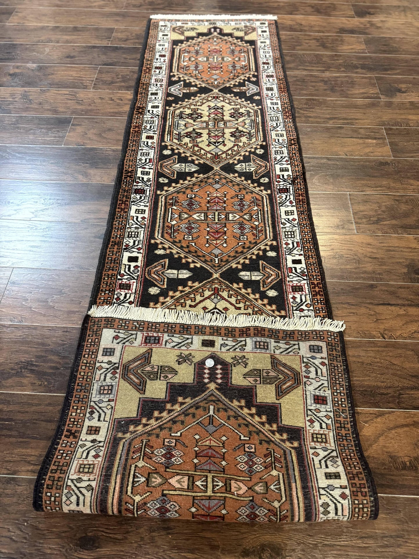 Persian Tribal Runner Rug Handmade Wool Sarab Geometric Medallions